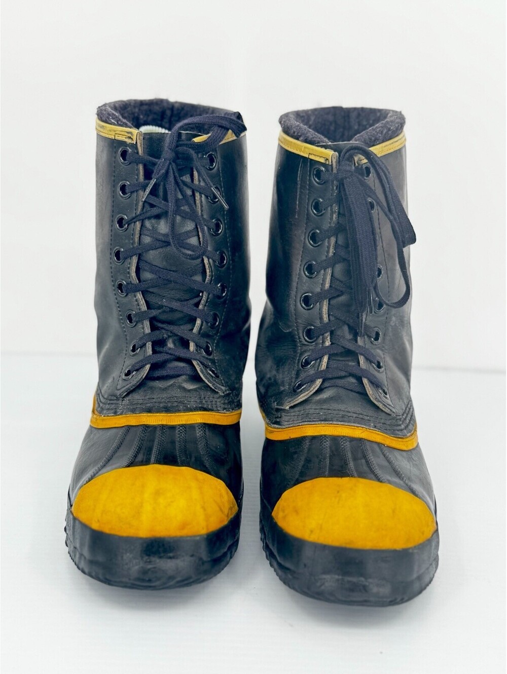 Vintage Kaufman Canada Black Leather wool liner steel toe winter boot SZ 11.5